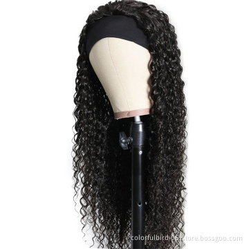 Headband Wigs Human Hair Glueless kinky curly Headband Wig Human Hair No Gel Malaysian Hair Wig With Hairband